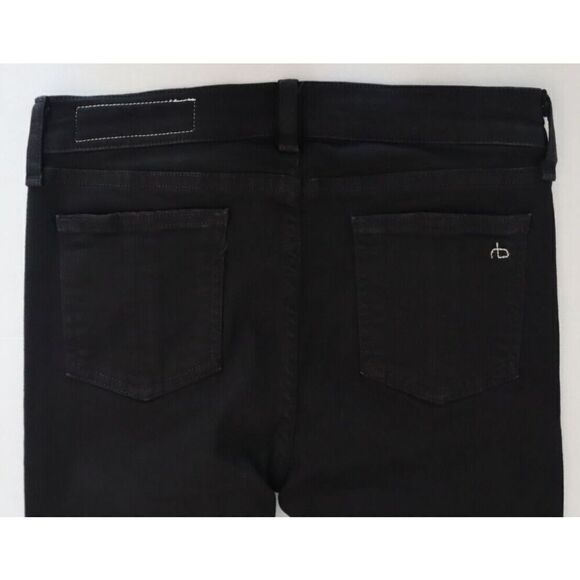 Rag & Bone Women's Sz 27 Black Raw Hem Mid-Rise Ankle Skinny Denim Jeans - Picture 5 of 11